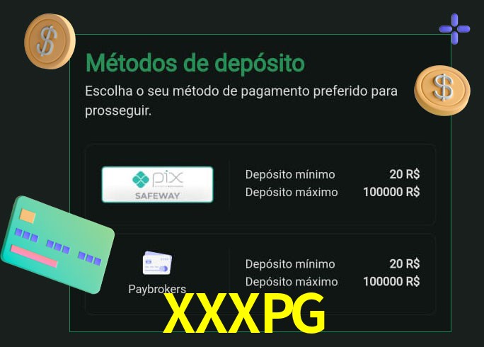 O cassino XXXPG oferece uma grande variedade de métodos de pagamento